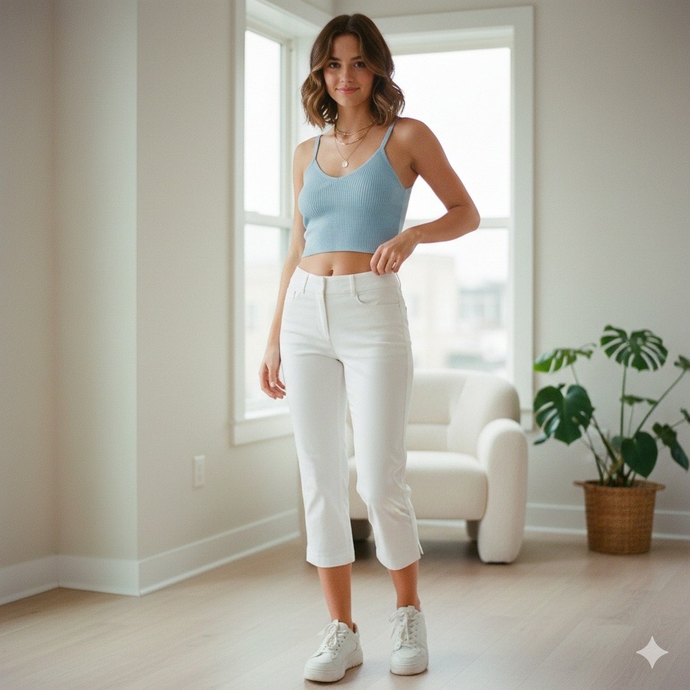 LOFT Women's Julie White Skinny Capris Cropped Pants -‎ Size 4